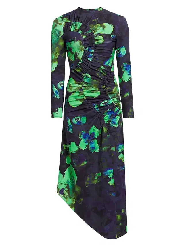 AMUR Women's Milani Floral Ruched Midi-Dress - Bubble Coral