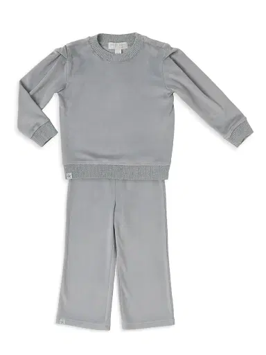 Barefoot Dreams Little Girl's Luxechic Crewneck Pullover - Stone | Thumbnail 2 Barefoot Dreams Little Girl's Luxechic Crewneck Pullover - Stone | Thumbnail 2