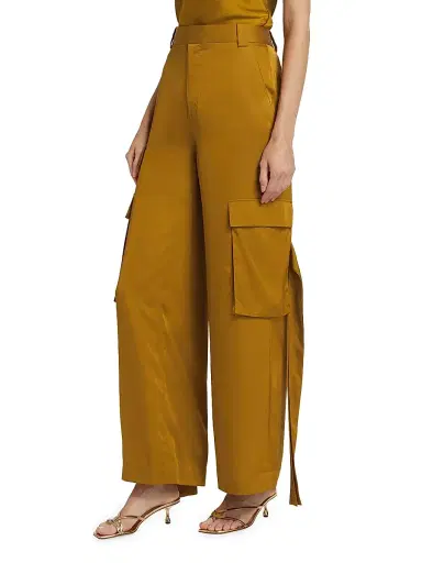 Et Ochs Women's Harrison Satin Cargo Pants - Patina | Thumbnail 4