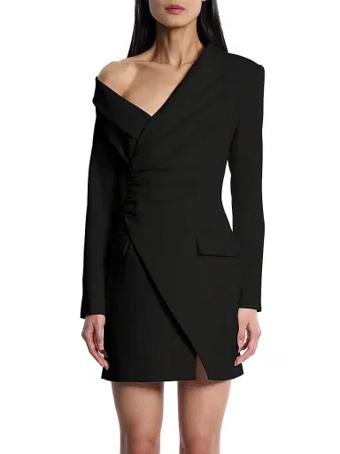 BCBGMAXAZRIA Women's Asymmetrical Blazer Dress - Black | Thumbnail 3