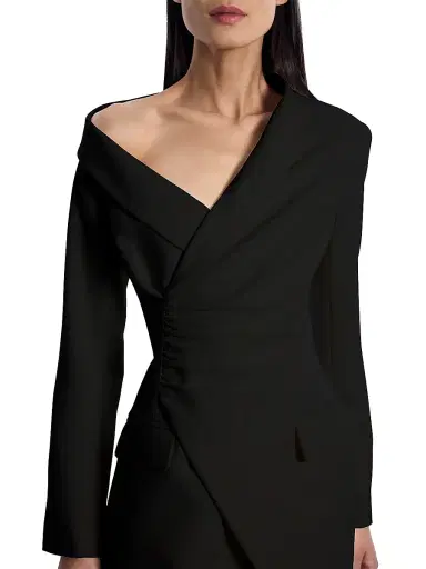 BCBGMAXAZRIA Women's Asymmetrical Blazer Dress - Black | Thumbnail 6