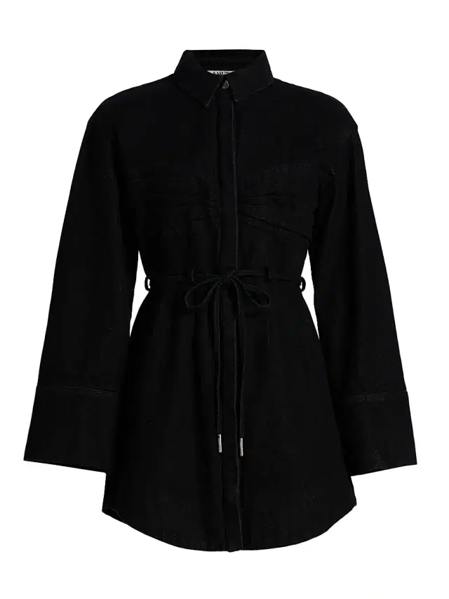 AMUR Women's Denim Button-Front Tie-Waist Minidress - Charcoal Denim