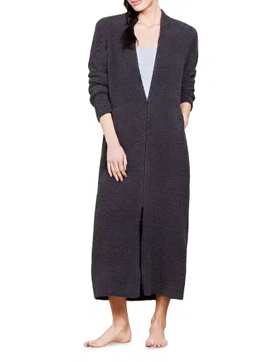 Barefoot Dreams Women's Cozychic Full Zip V-Neck Lounger - Carbon - Size XXS | Thumbnail 2 Barefoot Dreams Women's Cozychic Full Zip V-Neck Lounger - Carbon - Size XXS | Thumbnail 2