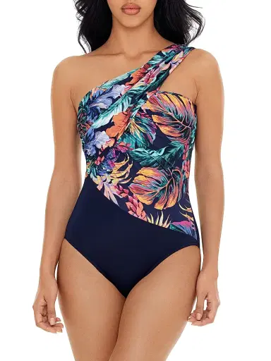 Magicsuit Women's Belize Goddess Palm One-Piece Swimsuit - Navy Multi - Size 8 | Thumbnail 1