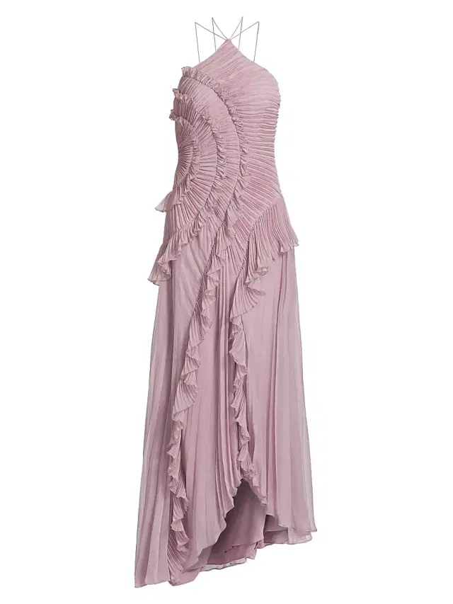 Women's Lorelie Ruffle Halterneck Gown - Water Hyacinth
