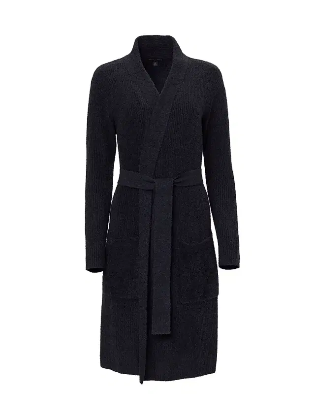 Barefoot Dreams Women's CozyChic Lite Rib-Knit Robe - Black