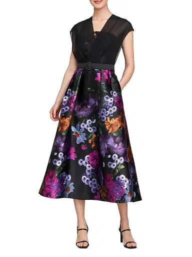Kay Unger Women's Brigid Peony Bouquet Print Cocktail Dress - Raven Boysenberry - Size 4 | Thumbnail 2 Kay Unger Women's Brigid Peony Bouquet Print Cocktail Dress - Raven Boysenberry - Size 4 | Thumbnail 2