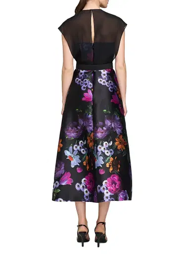 Kay Unger Women's Brigid Peony Bouquet Print Cocktail Dress - Raven Boysenberry - Size 4 | Thumbnail 4 Kay Unger Women's Brigid Peony Bouquet Print Cocktail Dress - Raven Boysenberry - Size 4 | Thumbnail 4