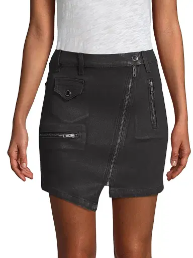 Hudson Jeans Women's Zippered Asymmetrical Moto Skirt - Black Wax | Thumbnail 3 Hudson Jeans Women's Zippered Asymmetrical Moto Skirt - Black Wax | Thumbnail 3