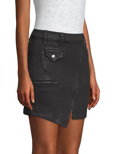Hudson Jeans Women's Zippered Asymmetrical Moto Skirt - Black Wax | Thumbnail 4 Hudson Jeans Women's Zippered Asymmetrical Moto Skirt - Black Wax | Thumbnail 4