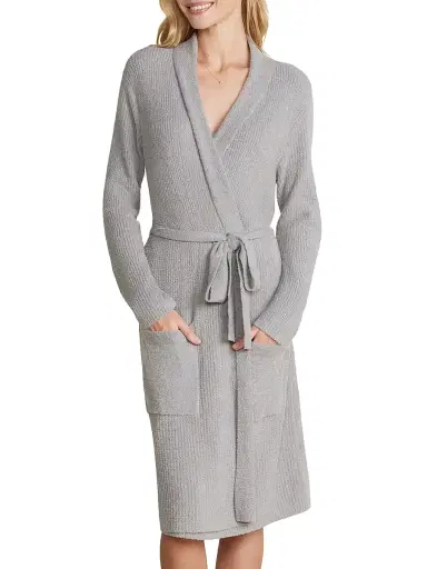 Barefoot Dreams Women's CozyChic Lite Rib-Knit Robe - Dove Grey | Thumbnail 4 Barefoot Dreams Women's CozyChic Lite Rib-Knit Robe - Dove Grey | Thumbnail 4