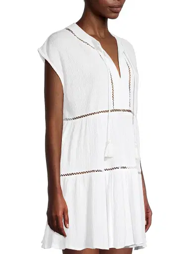 Change of Scenery Women's Gari Cotton Tiered Lace Cover-Up | Thumbnail 4 Change of Scenery Women's Gari Cotton Tiered Lace Cover-Up | Thumbnail 4