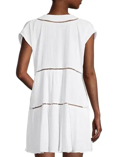 Change of Scenery Women's Gari Cotton Tiered Lace Cover-Up | Thumbnail 5 Change of Scenery Women's Gari Cotton Tiered Lace Cover-Up | Thumbnail 5