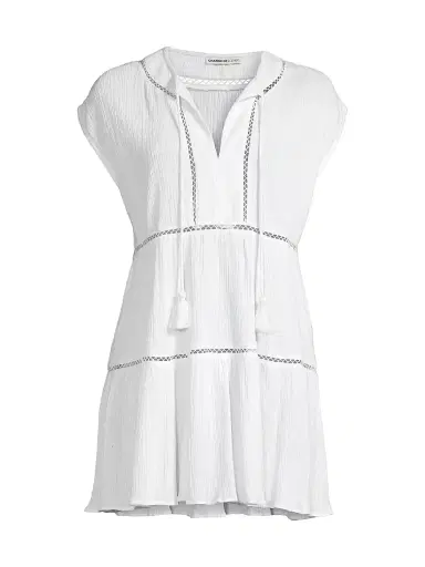 Change of Scenery Women's Gari Cotton Tiered Lace Cover-Up | Thumbnail 1 Change of Scenery Women's Gari Cotton Tiered Lace Cover-Up | Thumbnail 1