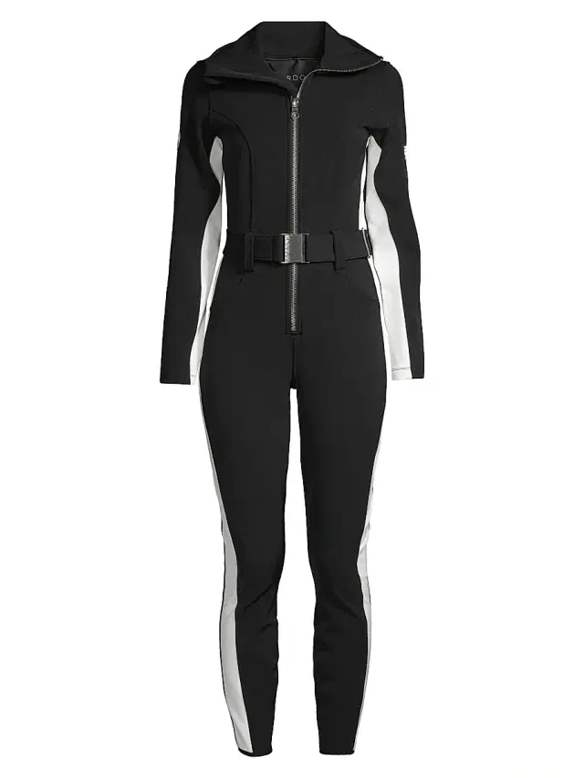 Cordova Women's Belted Stripe Stretch Ski Suit - Onyx