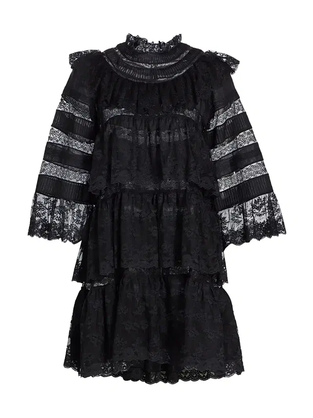 DÔEN Women's Oralie Lace Tiered Dress - Black