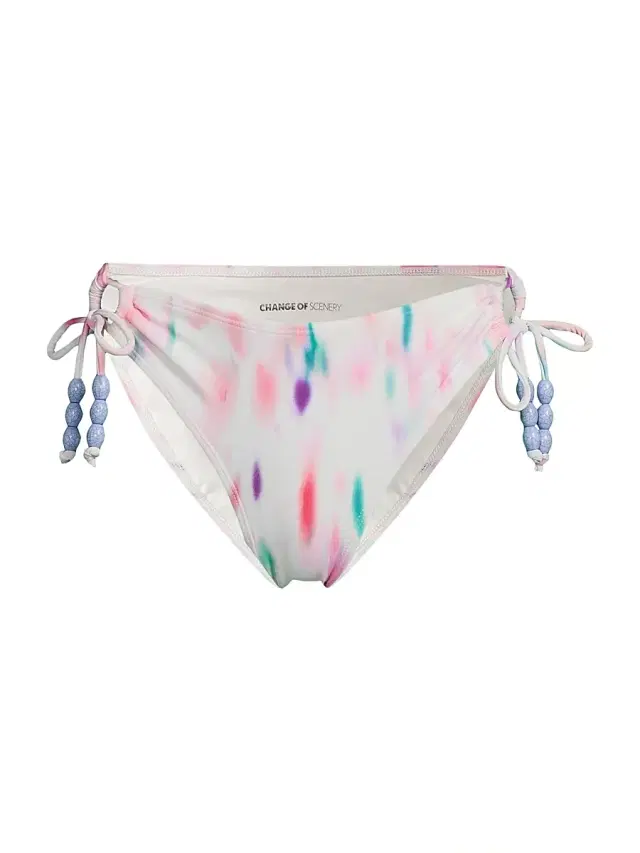 Change of Scenery Women's Taryn Ikat Hipster Tie Bikini Bottom - Hazy Ikat Ivory - Size Large