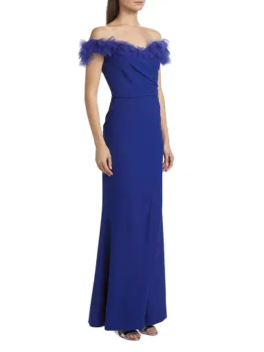 Rene Ruiz Collection Women's Tulle Flower & Crepe Column Gown - Blue | Thumbnail 4 Rene Ruiz Collection Women's Tulle Flower & Crepe Column Gown - Blue | Thumbnail 4