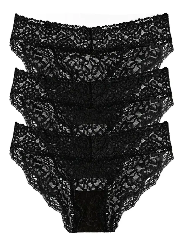 LoveSuze Women's Stretch Lace Brief Set - Black