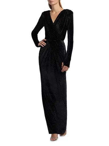Mariandree Gaitan Women's Alice Crystal-Embellished Velvet Maxi-Skirt | Thumbnail 2