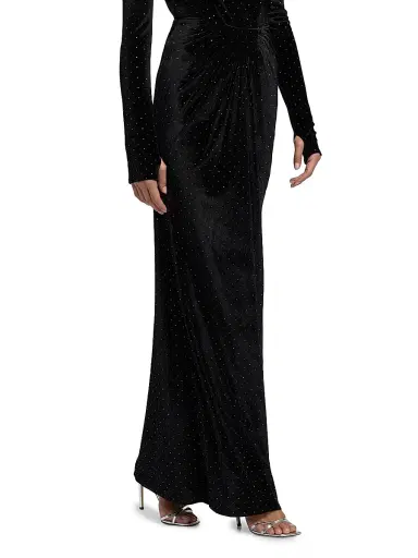 Mariandree Gaitan Women's Alice Crystal-Embellished Velvet Maxi-Skirt | Thumbnail 4