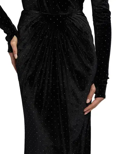 Mariandree Gaitan Women's Alice Crystal-Embellished Velvet Maxi-Skirt | Thumbnail 6