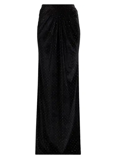 Mariandree Gaitan Women's Alice Crystal-Embellished Velvet Maxi-Skirt - Black - Size XS | Thumbnail 1