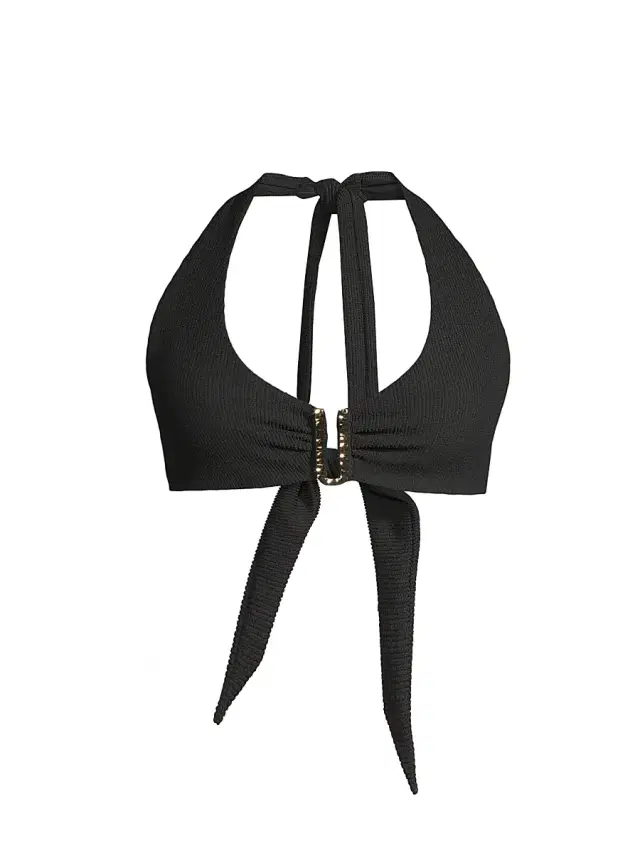 Change of Scenery Women's Melissa Halterneck Bikini Top - Black Texture