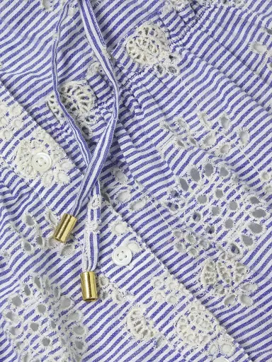 Change of Scenery Women's Charlotte Embroidered Striped Cotton Midi-Dress - Sky Natural - Size XS | Thumbnail 6 Change of Scenery Women's Charlotte Embroidered Striped Cotton Midi-Dress - Sky Natural - Size XS | Thumbnail 6