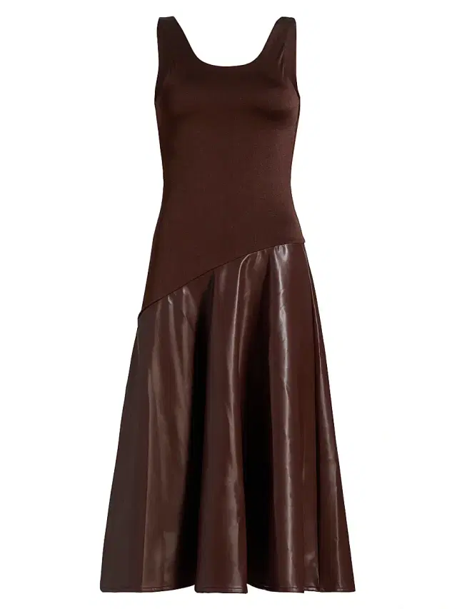 Mariandree Gaitan Women's Martina Faux Leather Midi-Dress - Brown