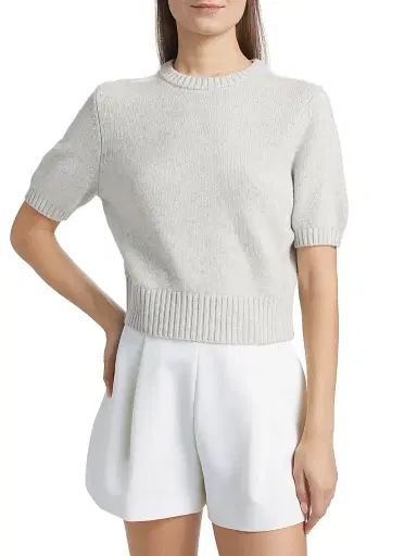 Toccin Women's Elsie Wool-Cashmere Short-Sleeve Sweater - Soft Grey - Size XL | Thumbnail 3 Toccin Women's Elsie Wool-Cashmere Short-Sleeve Sweater - Soft Grey - Size XL | Thumbnail 3
