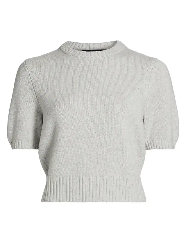 Toccin Women's Elsie Wool-Cashmere Short-Sleeve Sweater - Soft Grey