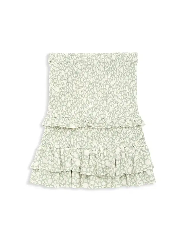 Vintage Havana Girl's Floral Printed Smocked Ruffle Skirt - Sage