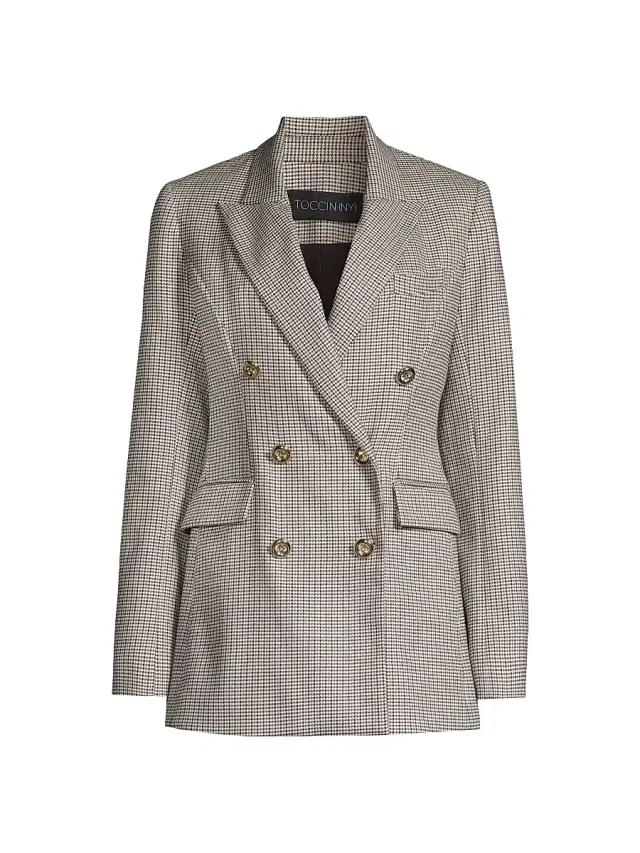 Toccin Women's Mia Double-Breasted Houndstooth Blazer