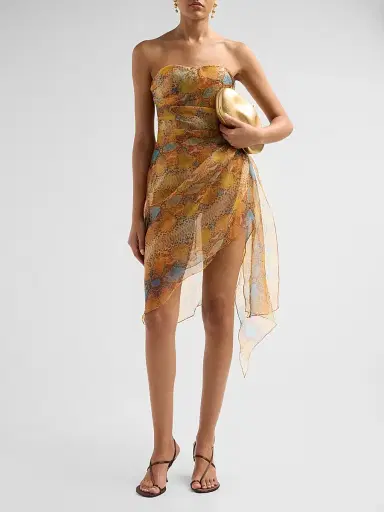 LaQuan Smith Women's Printed Asymmetric Strapless Mini Dress - Snake - Size Large | Thumbnail 2 LaQuan Smith Women's Printed Asymmetric Strapless Mini Dress - Snake - Size Large | Thumbnail 2