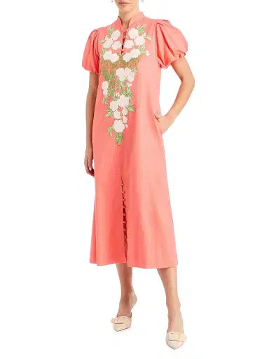 Mestiza New York Women's Elliana Cotton Barong-Style Midi-Dress - Fresco Sunset - Size XS | Thumbnail 2