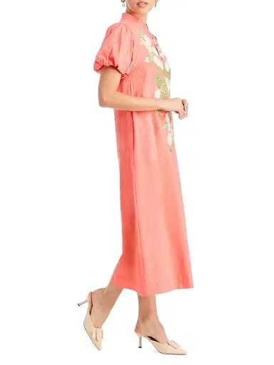 Mestiza New York Women's Elliana Cotton Barong-Style Midi-Dress - Fresco Sunset - Size XS | Thumbnail 3