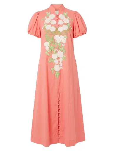 Mestiza New York Women's Elliana Cotton Barong-Style Midi-Dress - Fresco Sunset - Size XS | Thumbnail 1