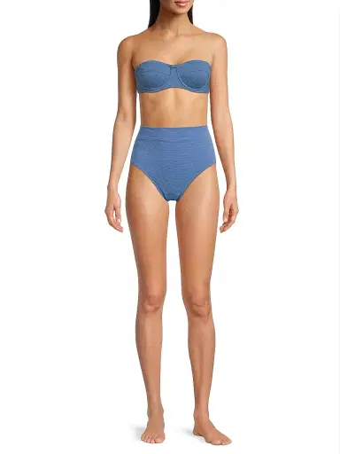 Change of Scenery Women's Nellie Textured Balconette Bikini Top - Steel Blue Metallic | Thumbnail 2 Change of Scenery Women's Nellie Textured Balconette Bikini Top - Steel Blue Metallic | Thumbnail 2