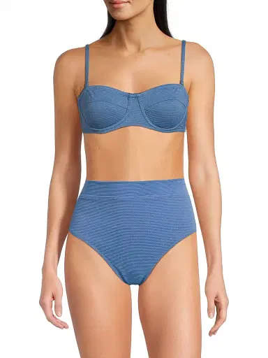 Change of Scenery Women's Nellie Textured Balconette Bikini Top - Steel Blue Metallic | Thumbnail 3 Change of Scenery Women's Nellie Textured Balconette Bikini Top - Steel Blue Metallic | Thumbnail 3