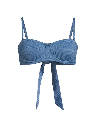 Change of Scenery Women's Nellie Textured Balconette Bikini Top - Steel Blue Metallic | Thumbnail 1 Change of Scenery Women's Nellie Textured Balconette Bikini Top - Steel Blue Metallic | Thumbnail 1