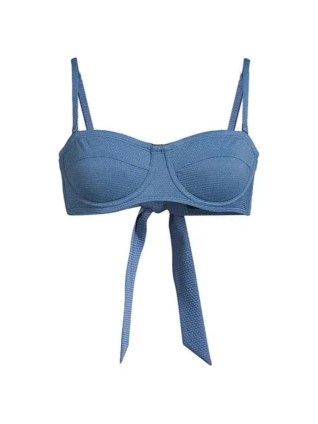 Change of Scenery Women's Nellie Textured Balconette Bikini Top - Steel Blue Metallic
