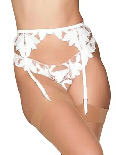 Fleur du Mal Women's Lily Lace Garter - Ivory - Size Large | Thumbnail 3
