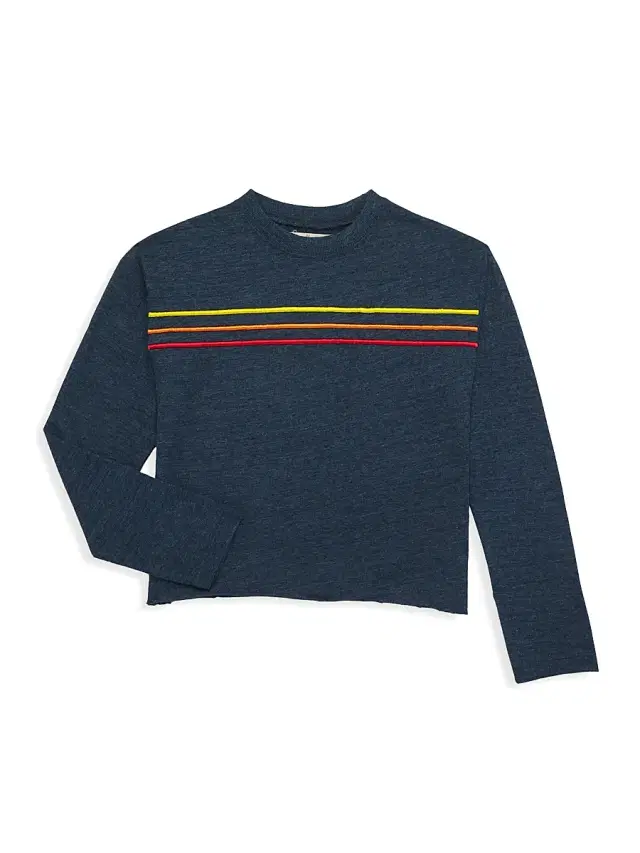 Vintage Havana Girl's Long Sleeve Striped Shirt - Navy
