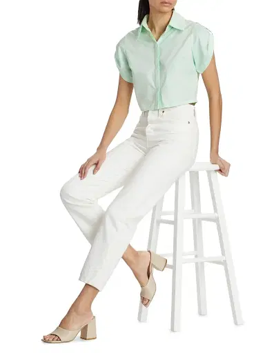 Hevron Women's Leonora Cotton Crop Top - Mint | Thumbnail 2