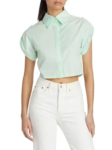 Hevron Women's Leonora Cotton Crop Top - Mint | Thumbnail 3