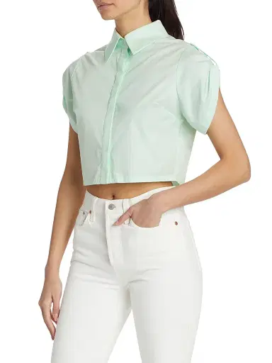 Hevron Women's Leonora Cotton Crop Top - Mint | Thumbnail 4