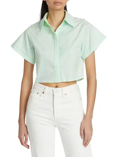 Hevron Women's Leonora Cotton Crop Top - Mint | Thumbnail 6