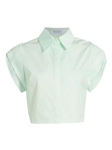 Hevron Women's Leonora Cotton Crop Top - Mint | Thumbnail 1