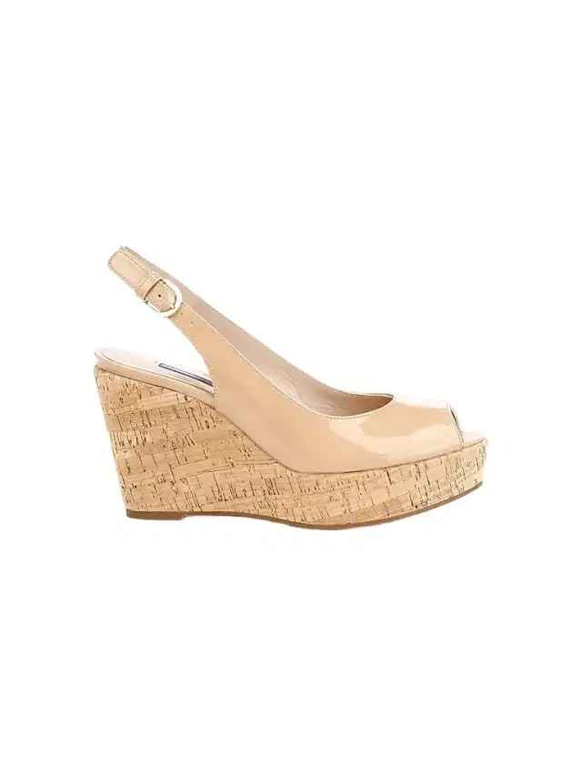 Stuart Weitzman Women's Jean Cork Wedge Slingback Sandals - Nude